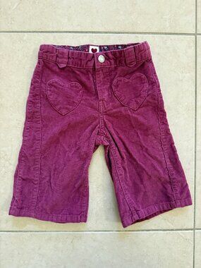 VINTAGE Baby GAP Toddler Girls 3T Berry Corduroy Heart Pocket Pants Retro 3Y